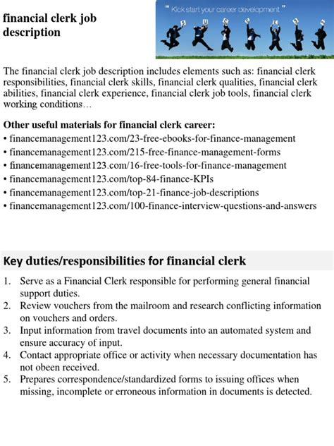 Financial Clerk Job Description Competence Human Resources