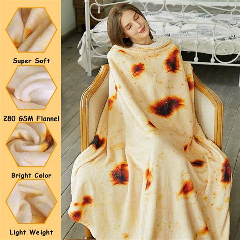 Searoomy Burritos Tortilla Throw Blanket Tortilla Wrap Blanket Novelty Funny