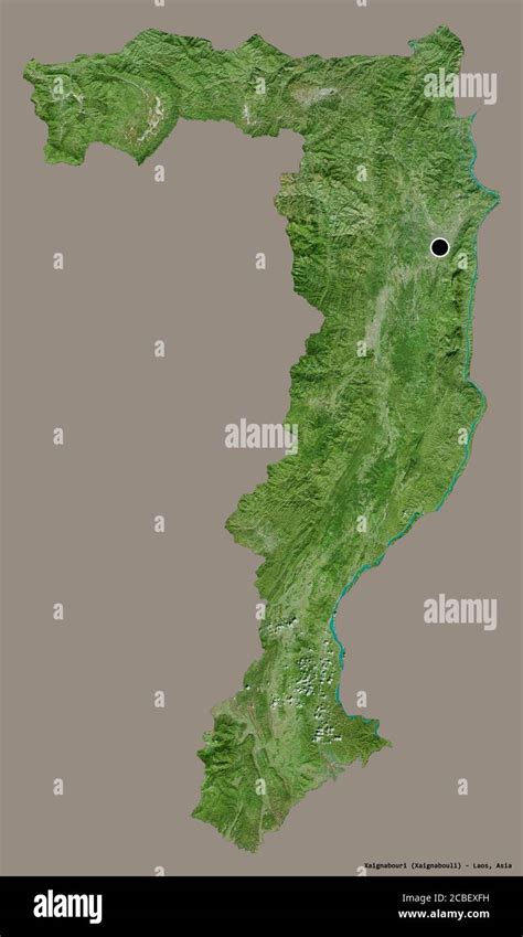 Shape Of Xaignabouri Province Of Laos With Its Capital Isolated On A