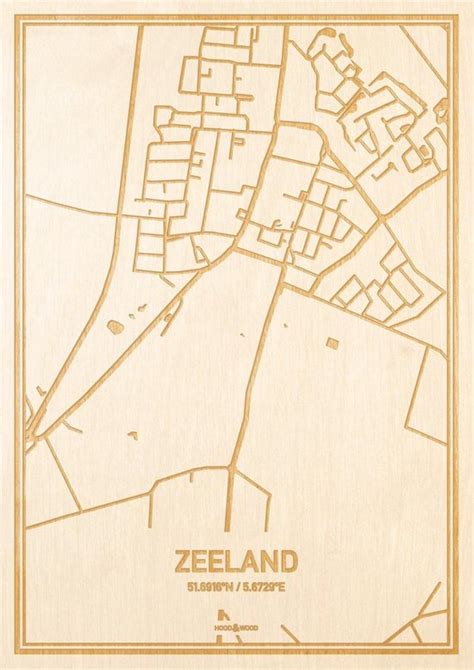 Kaart Zeeland Gegraveerde Stadskaart Hood Wood Hout A Bol