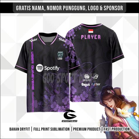 Jual Jersey Kaos Baju Gaming Esport Flower Tengkorak Custom GRATIS Nama