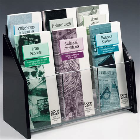 Leaflet Display Clear Pamphlet Rack With Black Ends