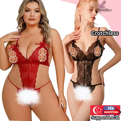 L L Lingerie Women Sexy Teddy Erotic Lace One Piece Open Crotch Bodysuit Plus Size For Sex