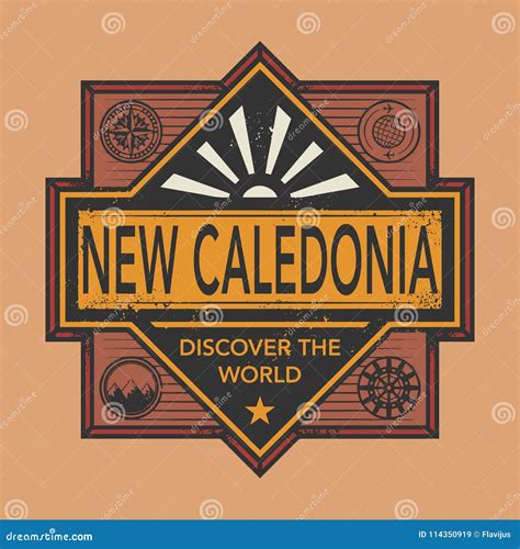 Stamp Or Vintage Emblem With Text New Caledonia Discover The World