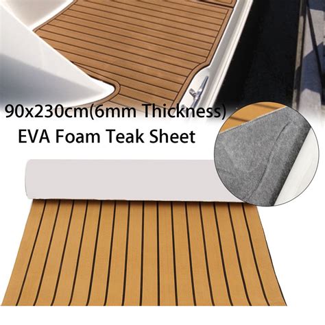 91x35 Marine Flooring Faux Teak Eva Foam Boat Decking Sheet 6mm