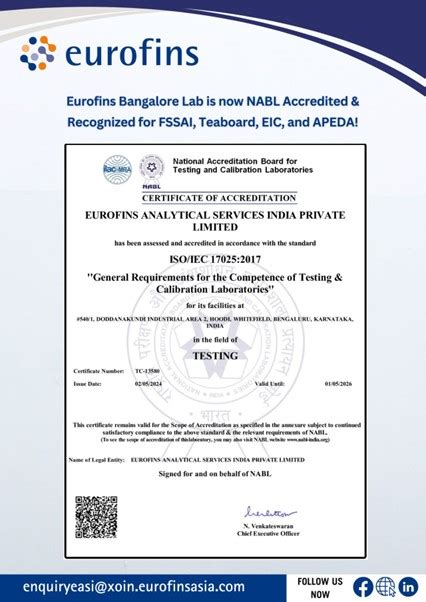 Eurofins Analytical Services Bangalore Earns Nabl Accreditation Eurofins Scientific