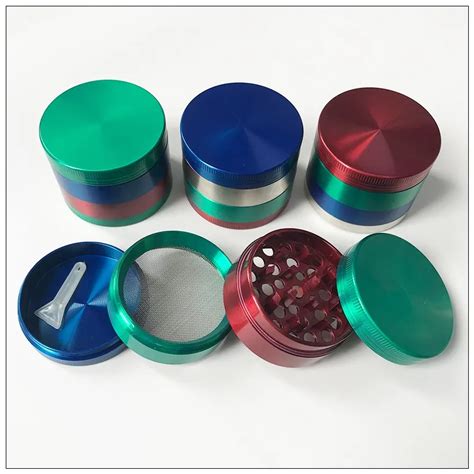 Colorful Grinder 55mm Diameter 4 Layers Zinc Alloy Metal Grinders Dry