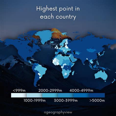 Highest point in each country : r/MapPorn