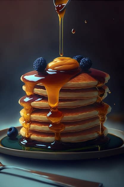 Premium Photo Stack Of Pancakes With Honey