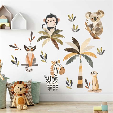 Wandtattoo Dschungel Waldtiere für Kinderzimmer Babyzimmer