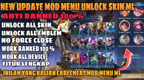 Inilah Yang Kalian Cari Cheat Ml Unlock All Skin Map Hack Anti Banned