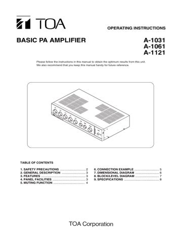 TOA Amplifier | Manualzz