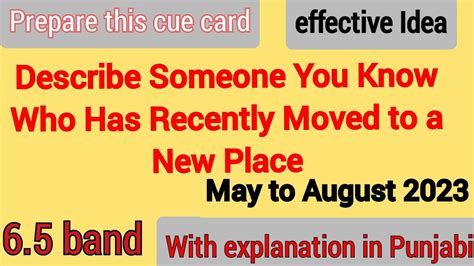 Describe Someone You Know Who Has Recently Moved To A New Place Ielts