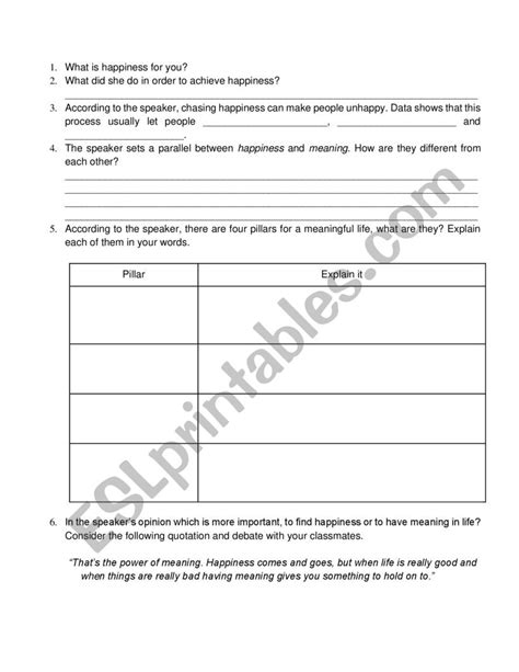 Happiness Esl Worksheet By Barbarapuppi