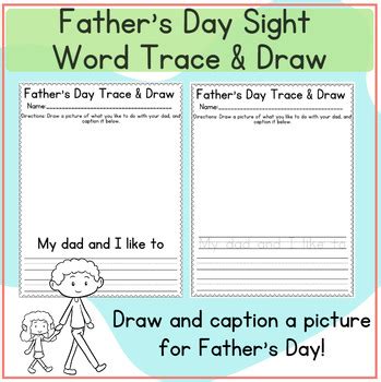 Father S Day Emergent Reader Sight Word Trace Draw My Dad And I