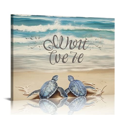 Comio Beach Sea Turtle Bathroom Wall Art Ocean Turtle Pictures Wall