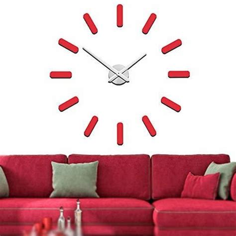 Reloj De Pared Diy Sin Marco Moderno Reloj De Pared Roj Cuotas Sin