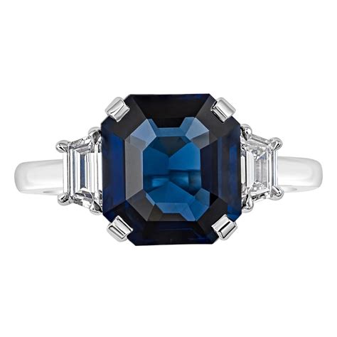 Cornflower Natural Blue Sapphire Diamond Three Stone Engagement Ring At