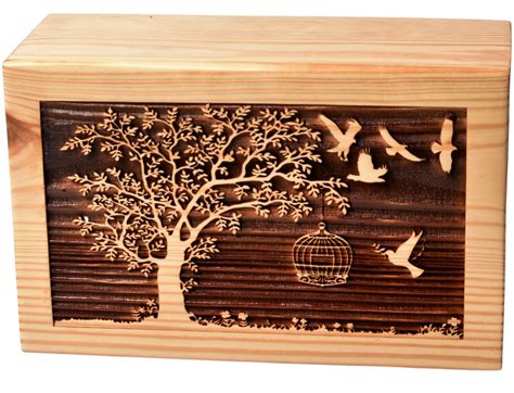 Buy Handcrafted Tree Of Life Pinewood Cremation Urn Box For Human Ashes