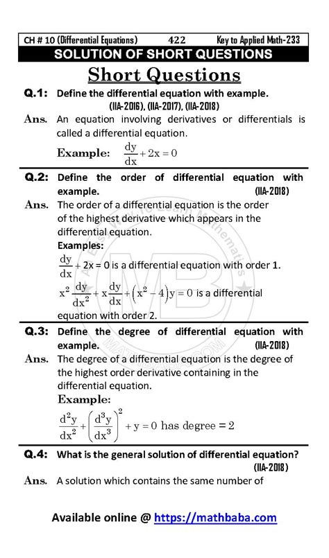short questions chapter
