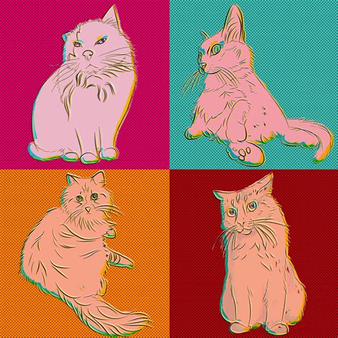 коты поп арт ururu - Illustrations ART street