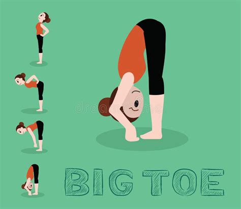 Yoga Tutorial Big Toe Pose Cute Cartoon Vector Illustration Stock