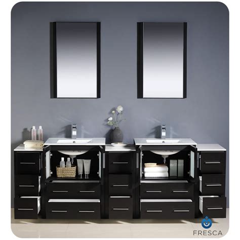 Fresca Torino 84 Espresso Modern Double Sink Bathroom Vanity W 3 Side