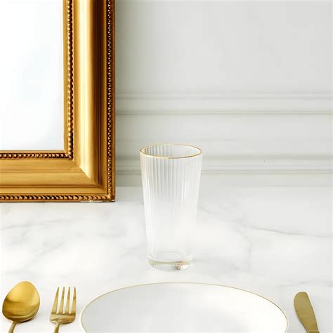Verres Striés Liseré Doré Lot De 6 40 Cl
