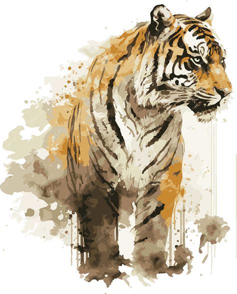 Premium Vector Watercolor Tiger Painting Design Illustration