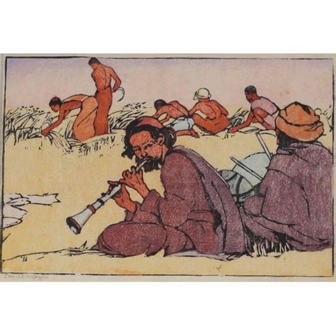 Mabel Allington Royds Mabel A Royds The Lamas Harvest Woodblock