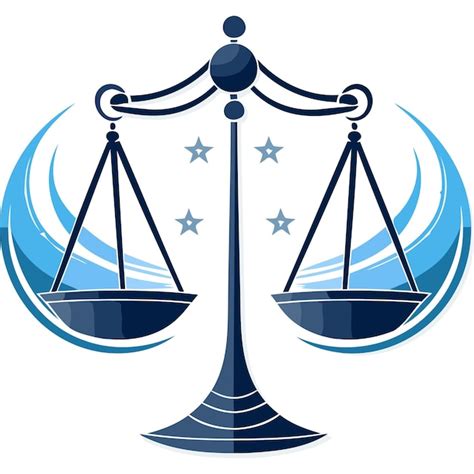 A Stylized Modern Rendition Of The Scales Of Justice Featuring A Blue