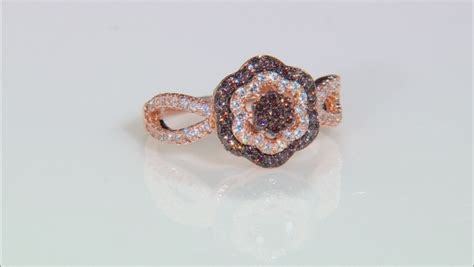 Brown And White Cubic Zirconia 18k Rose Gold Over Sterling Silver Ring