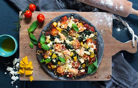 Black Is The New Black Black Charcoal Pizza With Salmon And Vegetables