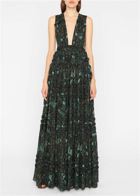 Ulla Johnson Fiona Tiered Skirt Open Back Gown Editorialist