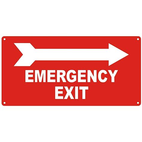 Emergency Exit With Arrow Right Sign Aluminum Reflective 7x14