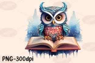 Cute Owl Reading Open Book Sublimation Graphic By PrintExpert