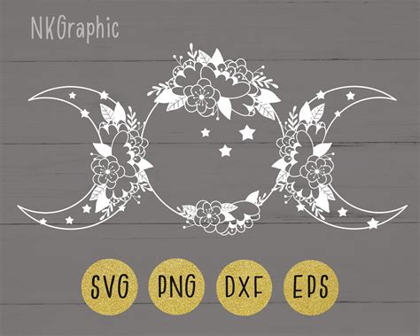 Moon Phase Svg Floral Moon Svg Celestial Svg File For Cricut Boho Clipart Phases Of The Moon