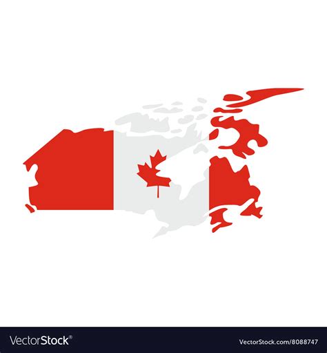 Map of canada with the image national flag Vector Image