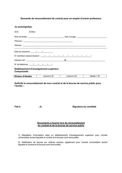 Demande De Renouvellement De Contrat Professeur DOC PDF Page Sur 17280