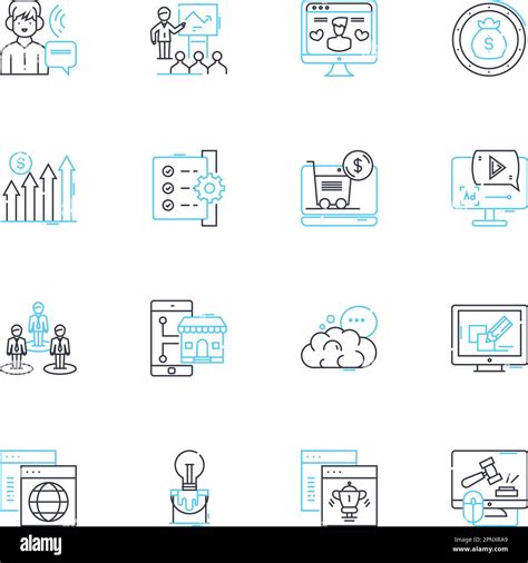 Conjunto De Iconos Lineales De Informes Virtuales Interactivo