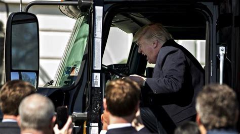 President Trump Pretended To Drive A Truck On The White House Lawn