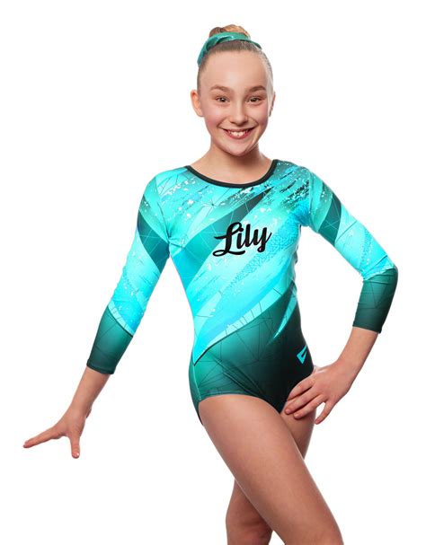 Personalised Kiki Turquoise Long Sleeve Girls Gymnastics Leotard