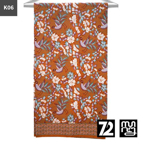 Jual Kain Batik Katun Premium Motif Burung Kembang Warna Biru Putih