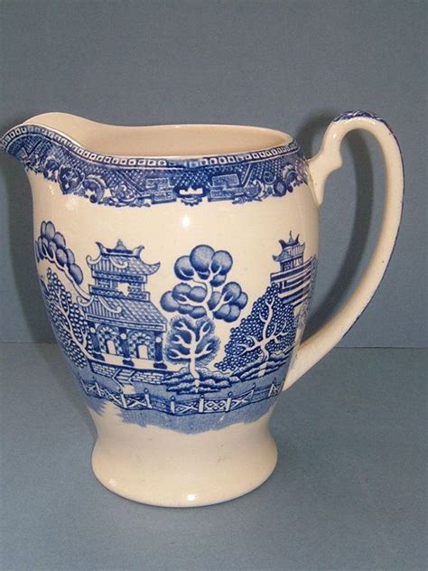 1930s Alfred Meakin Old Willow Blue And White Large Water Pitcher