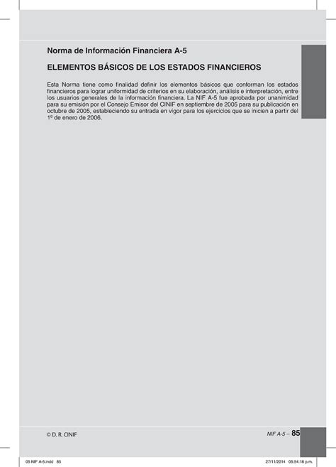 Nif A5 Nif A5 © D R Cinif Nif A 5 85 Norma De Información Financiera A Elementos