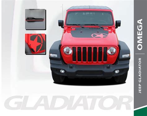 Jeep Gladiator Hood Decals Jeep Wrangler Gladiator Stripes Omega Hood