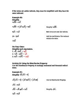 Adding Subtracting Radicals Lesson Plan By Square Root Lessons