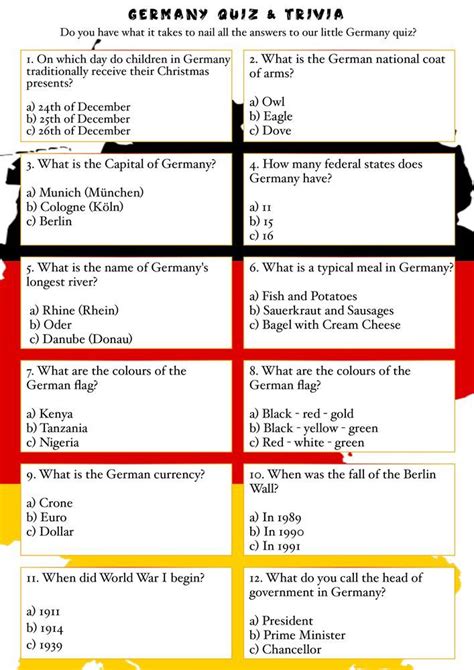 Quiz How Much Do You Know About Germany Prueba Cuánto sabes de