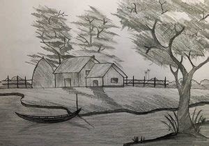 Sketch Of Village Scenery At Paintingvalley Explore Collection Of