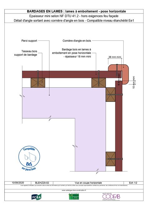 Lames à emboîtement pose horizontale hors exigence feu façade ép